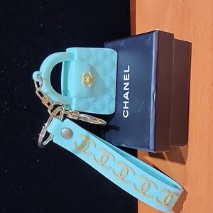 Custom Made Chanel Mint Green Purse Wristlet Strap Keychains